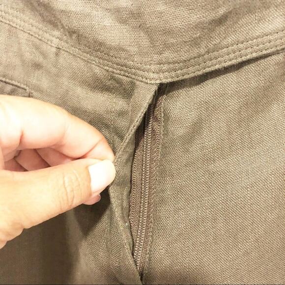CYNTHIA Cynthia Steffe 100% linen brown cropped pants 4 - Picture 9 of 10